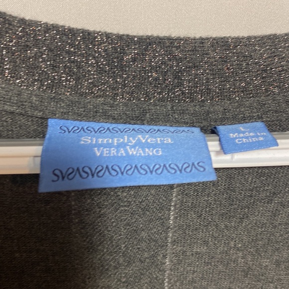 Simply Vera Wang Grey Sparkle Cardigan Sweater Size Large - Picture 4 of 5